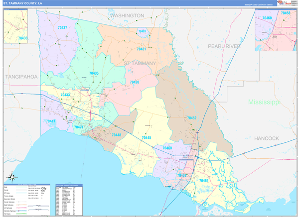 St. Tammany Parish (County), LA Wall Map